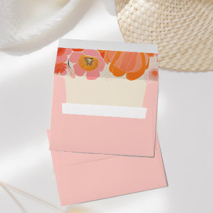 Enveloppe Élégante fleur de coquelicot rose corail