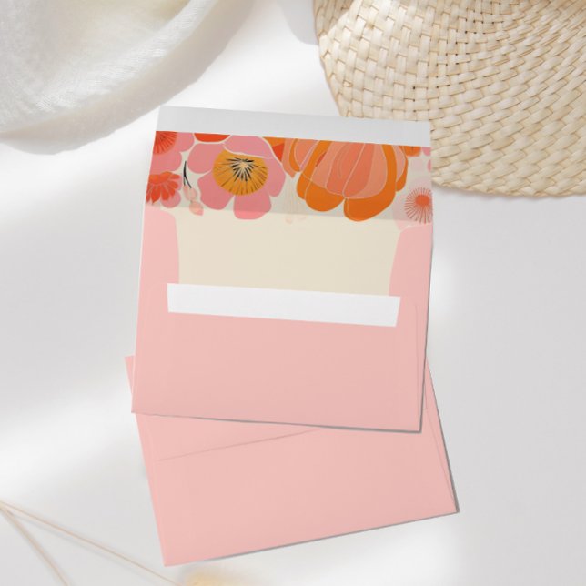 Enveloppe Élégante fleur de coquelicot rose corail (Créateur téléchargé)