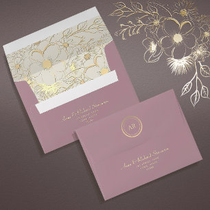 Enveloppe Élégante Fleur Rose Mariage
