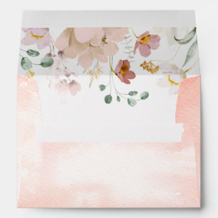 Enveloppe élégante Fleur sauvage rose et rouge