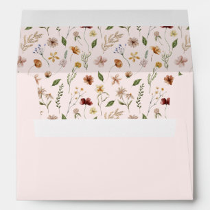 Enveloppe Élégante Fleur sauvage rose fille Baby shower Env