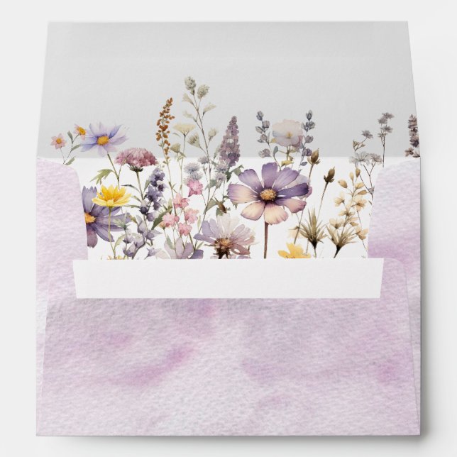 Enveloppe élégante Fleur sauvage violette (Dos (Bas))