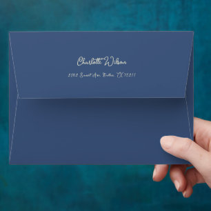 Enveloppe élégante fleurs bleues aquarelle