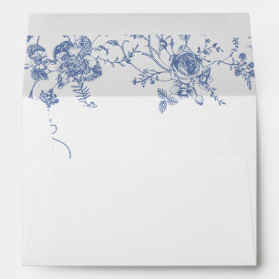 Enveloppe Elégante Fleurs de Jardin Bleues