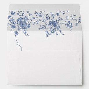 Enveloppe Elégante Fleurs de Jardin Bleues