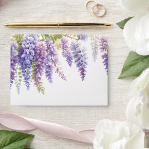 Enveloppe Elégante glycine d'aquarelle bleu violet doux