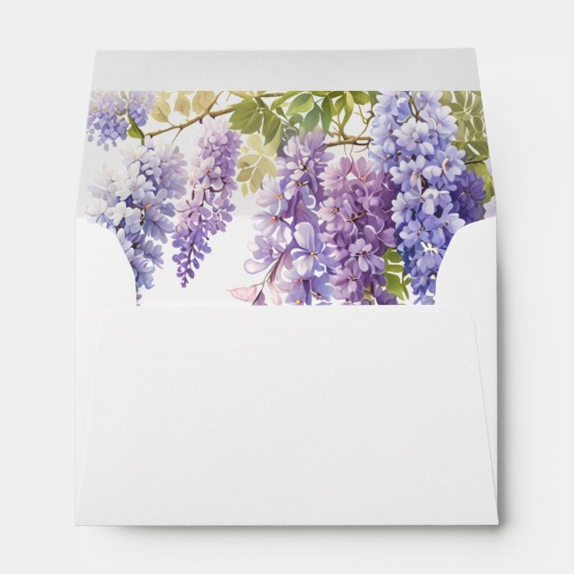 Enveloppe Elégante glycine d'aquarelle bleu violet doux (Dos (Bas))