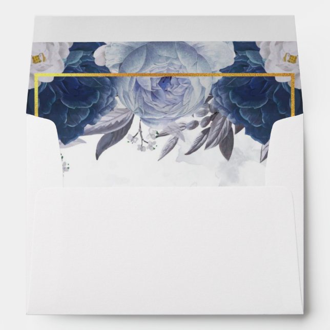 Enveloppe Elégante Gris Bleu pivoines pour 5x7 cartes Envelo (Dos (Bas))