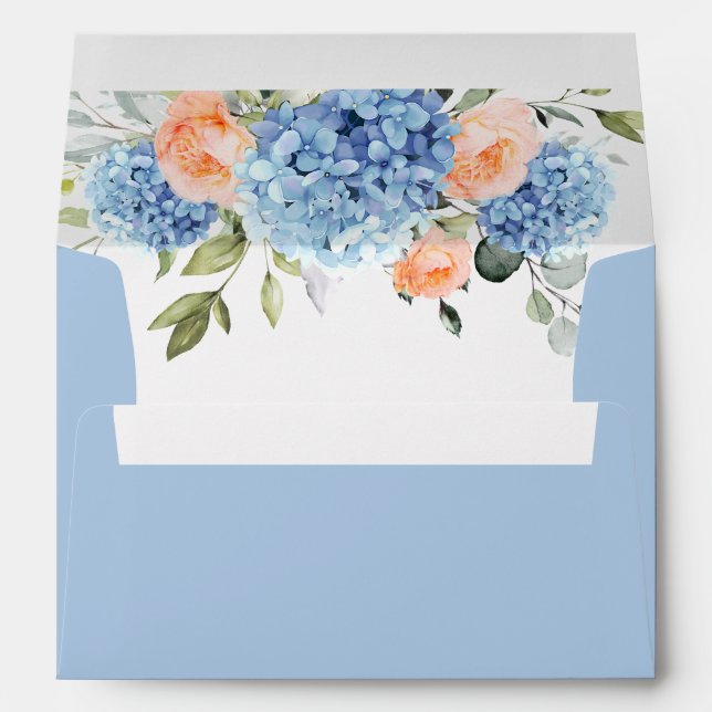 Enveloppe Elégante Hydrangée Bleue Bleue Roses Roses Roses R (Dos (Bas))