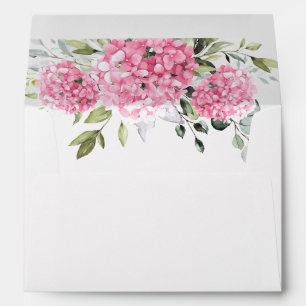 Enveloppe Élégante Hydrangée rose pâle Eucalyptus Floral