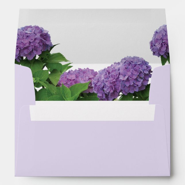 Enveloppe Élégante Hydrangée violette 5x7 Faire-part de mari (Dos (Bas))