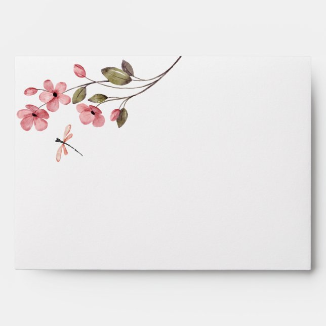 Enveloppe Elégante libellule de mariage Dusty Fleur sauvage  (Devant)