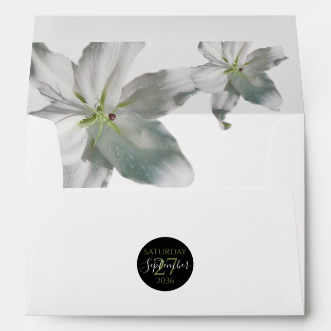 Enveloppe Élégante Lys blancs 5x7 Faire-part de mariage (Dos (Bas))