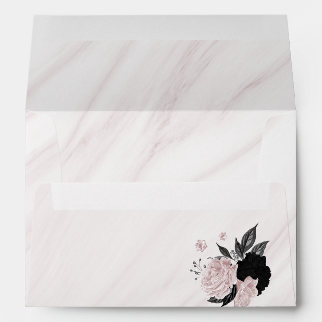 Enveloppe élégante mariage aux fleurs blanches (Dos (Bas))
