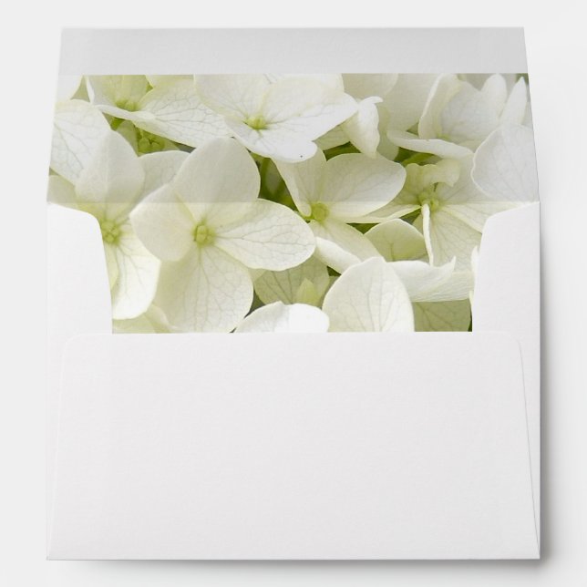 Enveloppe Élégante Mariage Florale Blanche, Gold Script (Dos (Bas))