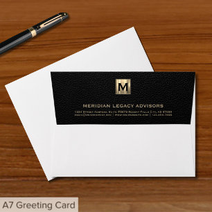 Enveloppe élégante Noir Gold Initial Logo Emblem E