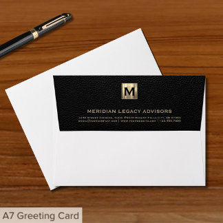 Enveloppe élégante Noir Gold Initial Logo Emblem E