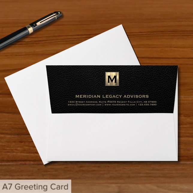 Enveloppe élégante Noir Gold Initial Logo Emblem E (Créateur téléchargé)