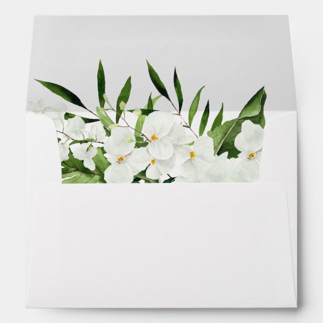 Enveloppe Elégante Orchidées Blanches Bohème Floral pour car (Dos (Bas))