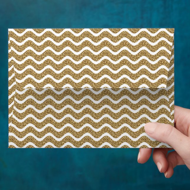 Enveloppe Elégante Parties scintillant d'or Faux Chevron Str (Hand)