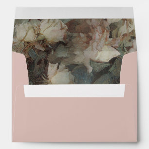 Enveloppe Elégante Parties scintillant d'or floral Dusty Ros