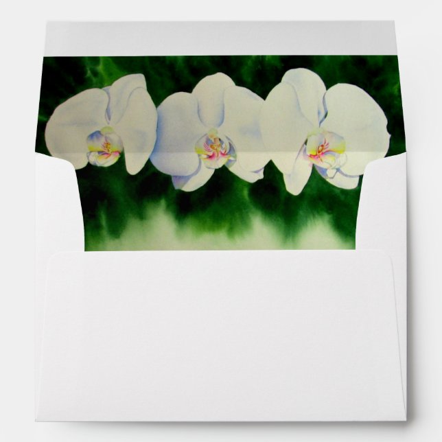Enveloppe Elégante peinture d'orchidée tropicale blanche (Dos (Bas))