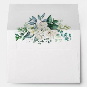 Enveloppe Élégante Rose blanche Floral Retour Adresse Envelo