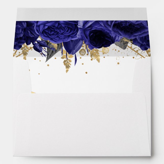 Enveloppe élégante Royal Blue Floral (Dos (Bas))