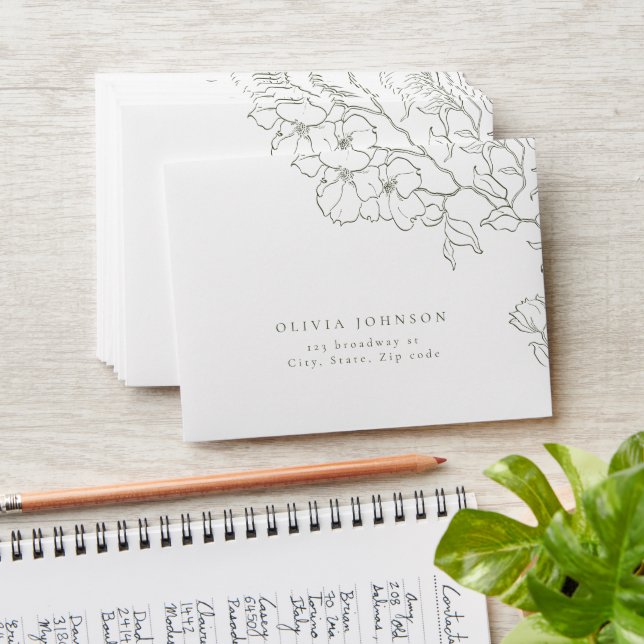 Enveloppe Elégante sauge florale mariage vert RSVP (Stacked)