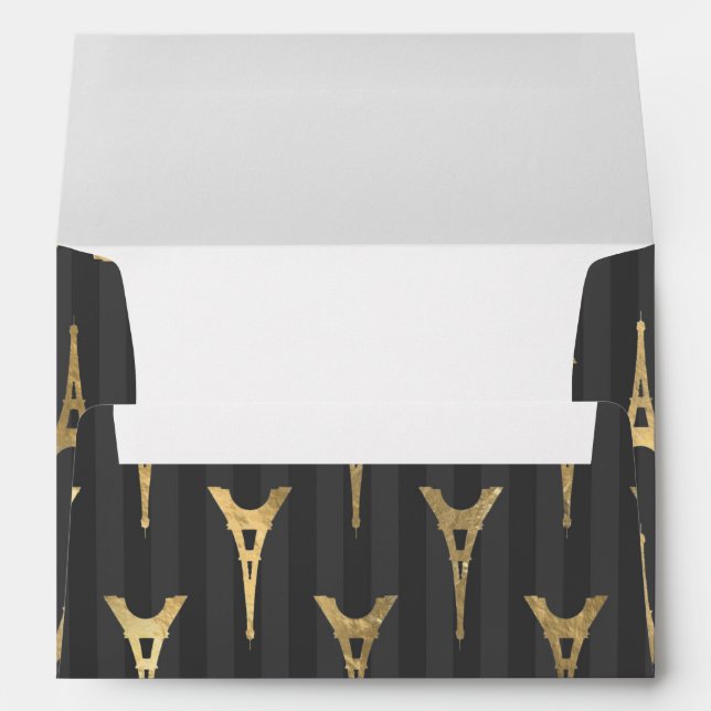 Enveloppe Elégante Tour Eiffel France Jaune Noir Vertical (Dos (Bas))