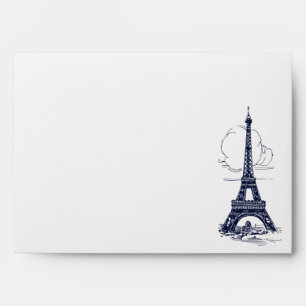 Enveloppe Elégante tour Eiffel Vintage Mariage d'illustratio