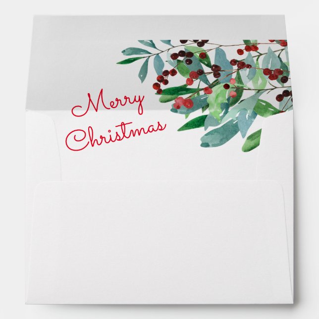 Enveloppe Élégante verdure de Noël (Dos (Bas))