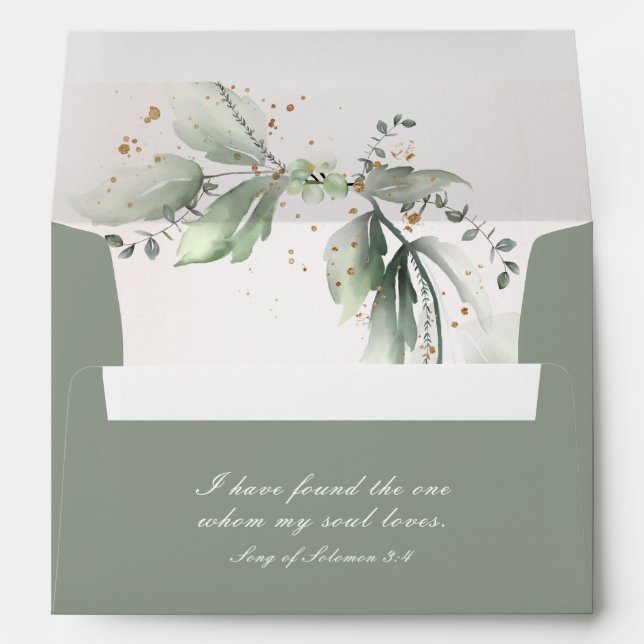 Enveloppe Élégante verdure Retour Ajouter Bible Verse Mariag (Dos (Bas))