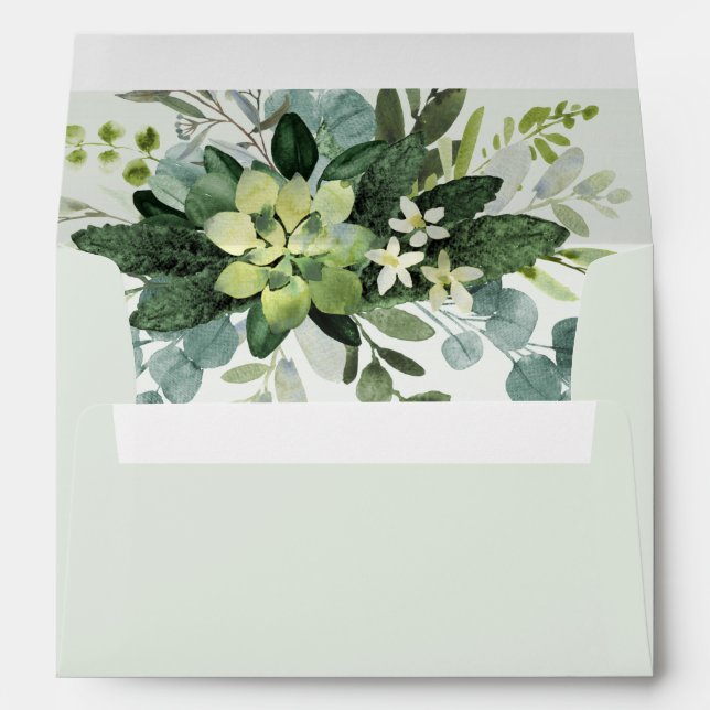 ENVELOPPE ÉLÉGANTE VERDURE ROMANTIQUE EUCALYPTUS NUMÉRO DE T (Dos (Bas))