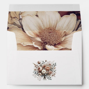 Enveloppe Élégantes Fleurs Neutres Mousse au Chocolat Mariag