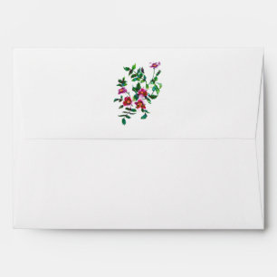 Enveloppe Élégantes fleurs sauvages rose foncé aquarelle mod