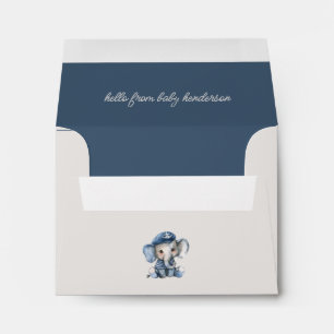 Enveloppe Éléphant de bébé bleu nautique personnalisé mignon
