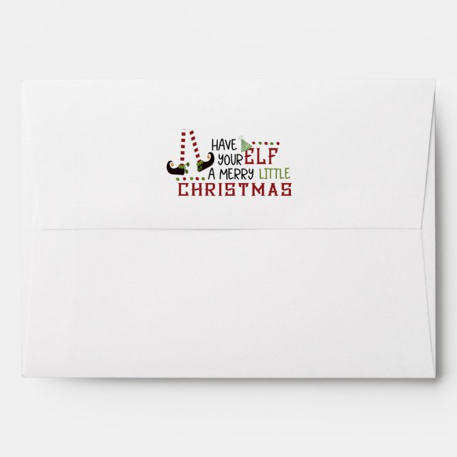 Enveloppe Elf MERRY CHRISTMAS Holiday Adresse de retour (Dos (Haut rabat))