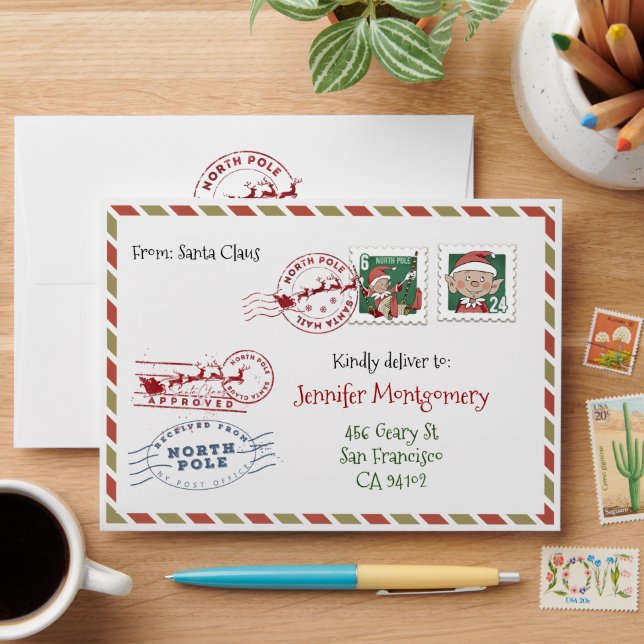 Enveloppe Elf pour Lettres du Père Noël (Desk)