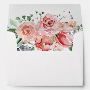 Enveloppe Elizabeth Pink Floral Retourner l'adresse Mariage