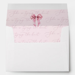 Enveloppe Elle noue le nœud rose Know Bow Bridal Shower
