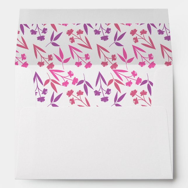 Enveloppe Emballage d'enveloppe florale rose et violet vibra (Dos (Bas))