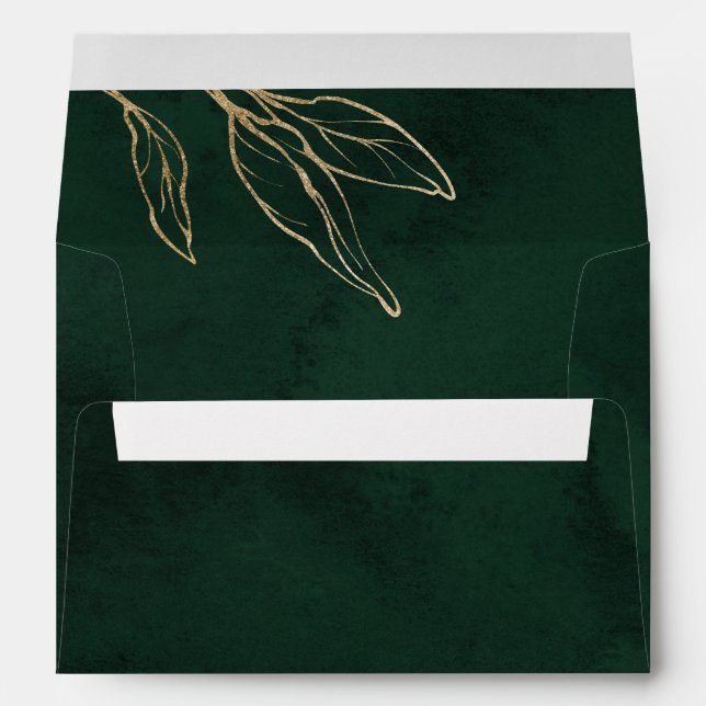 Enveloppe Emerald Green Botanical Elegant Mariage Royal (Dos (Bas))