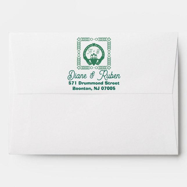 Enveloppe Emerald Green Celtic Knot Claddagh Mariage (Dos (Haut rabat))