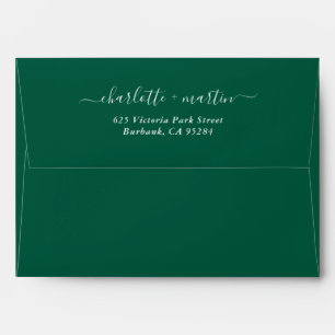Enveloppe Emerald Green Elegant Script Mariage