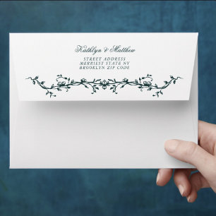 Enveloppe Emerald Green Elegant Vintage Floral Mariage