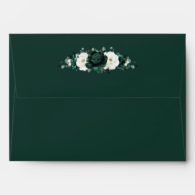 Enveloppe Emerald Green Eucalyptus Blanc Floral Mariage (Dos (Haut rabat))