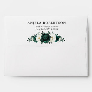 Enveloppe Emerald Green Eucalyptus Blanc Floral Mariage