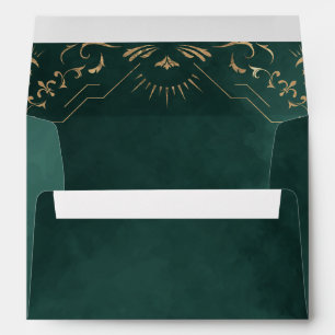 Enveloppe Emerald Green & Faux Gold Tarot Mariage céleste