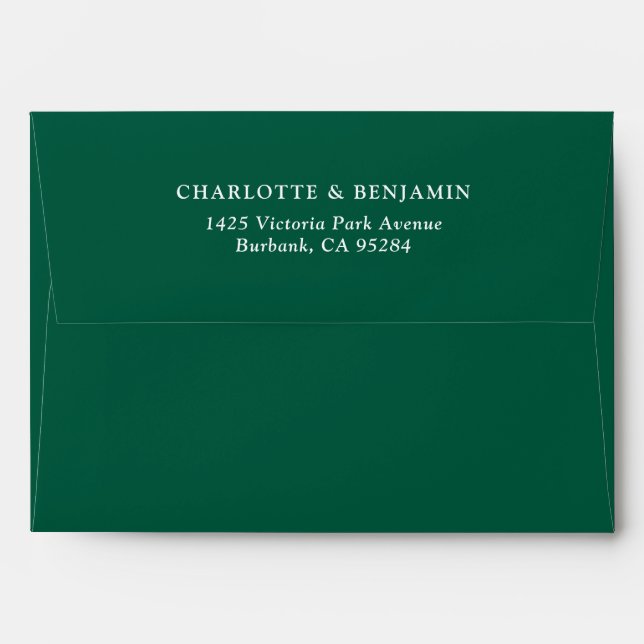 Enveloppe Emerald Green Modern Custom Wedding 5.25x7.25 (Dos (Haut rabat))